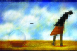 An illustration of a person walking with an invisible ball and chain